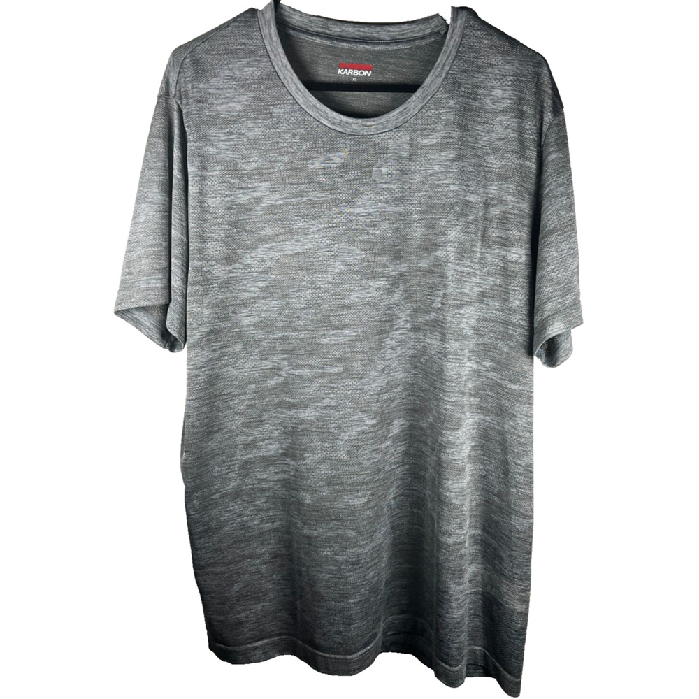 Karbon Shirt Mens XL Gray Camo Running Casual Gym Workout Stretch Wicking